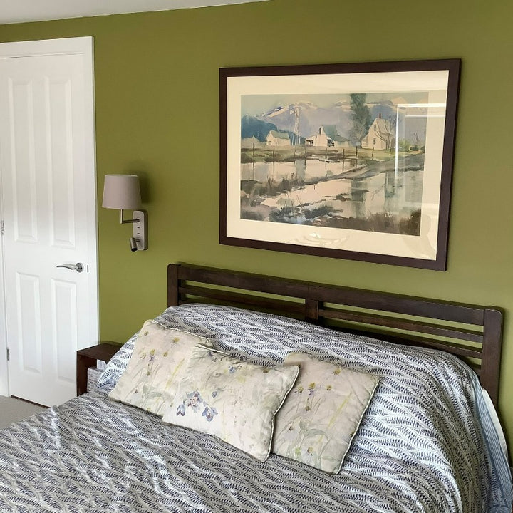 Little Greene Citrine No. 71 is a moss green paint colour. Green bedroom paint colour. Buy Little Greene Citrine paint online.