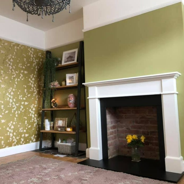 Little Greene Boxington No. 84 is a beautiful reduced lime green paint colour. Green living room paint colour. Buy Little Greene Boxington 84 paint online.