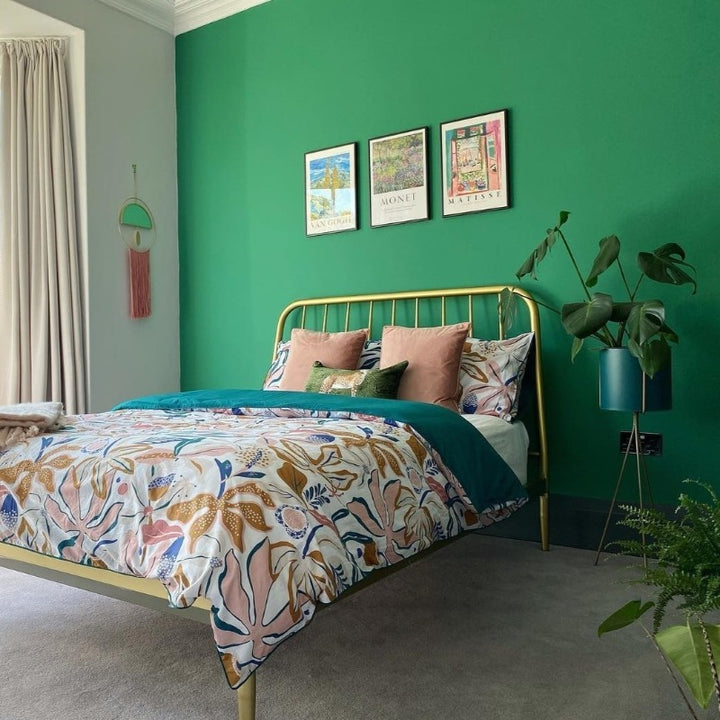 Verdigris Green Farrow & Ball bedroom paint colour from Paint Online