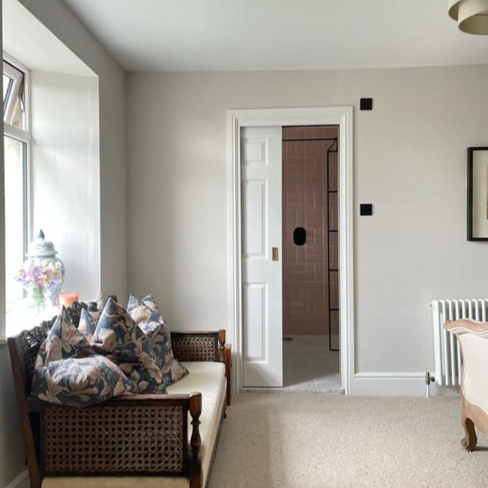 Little Greene Slaked Lime Mid 149 paint colour. Bedroom paint colour. 