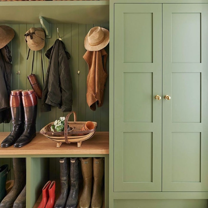 Calke Green Farrow and Ball green boot room paint colour from Paint Online