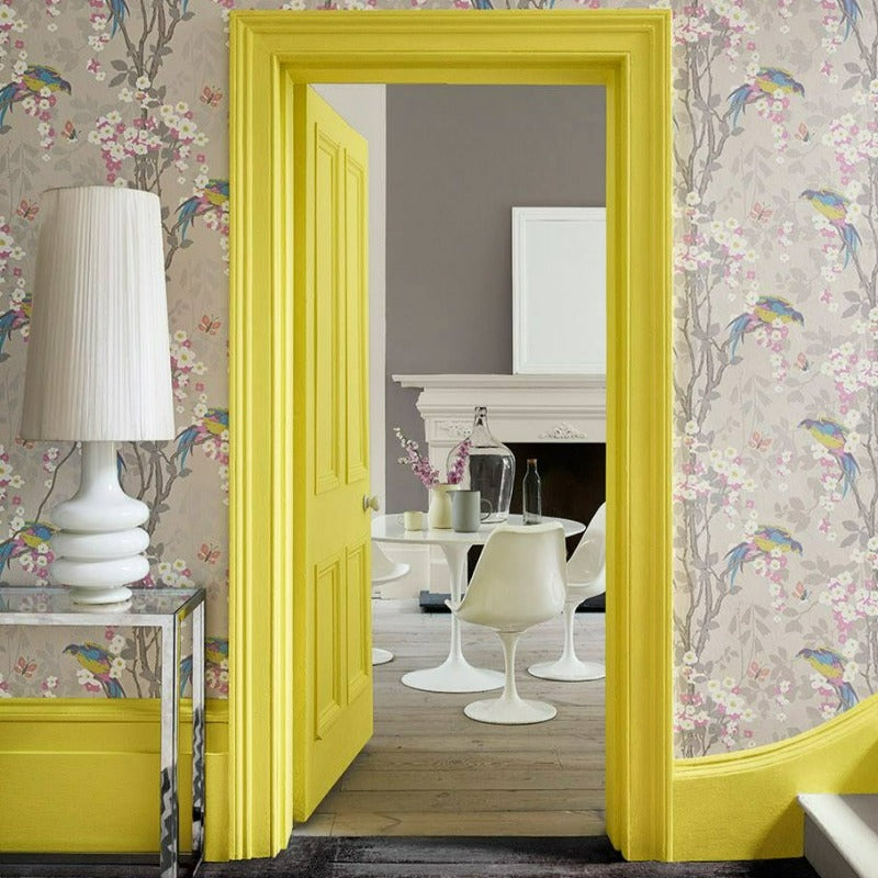 Little Greene Trumpet No. 196 is a bright yellow paint colour. Yellow door, architrave and skirting paint colour. Buy Little Greene Trumpet paint online.