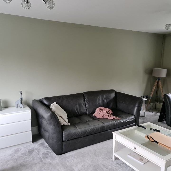 Stone Green Dulux Heritage paint colour. Green living room paint colour.