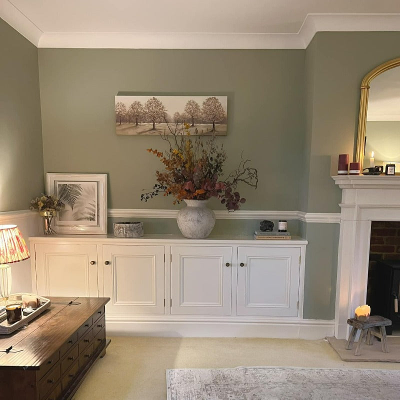 Little Greene Normandy Grey No. 79 living room paint colour. A timeless green grey paint colour. Order Little Greene paint online in Ireland.