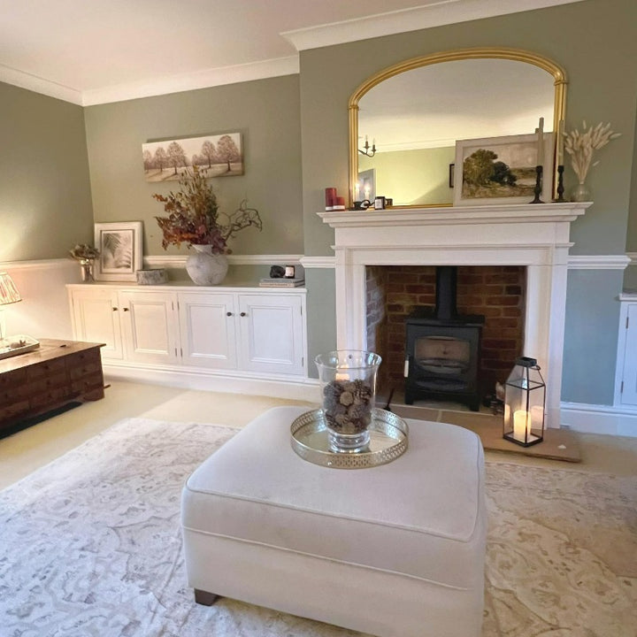 Little Greene Normandy Grey No. 79 living room paint colour. A timeless green grey paint colour. Order Little Greene paint online in Ireland.