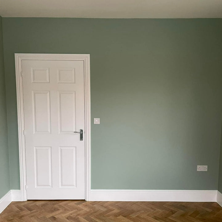 Little Greene Aquamarine No. 138 subtle green paint colour for a living room. Buy Little Greene Aquamarine 138 paint online in Ireland.