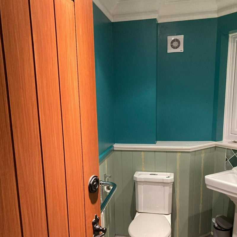 Little Greene Canton No. 94 is a teal paint colour. Teal bathroom paint colour. Buy Little Greene Canton paint online.