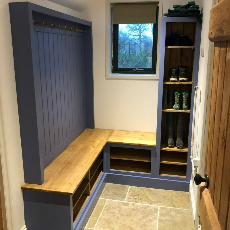 Little Greene Pale Lupin No. 278 is a beautiful blue paint colour with lavender undertones. Blue boot room paint colour. Buy Little Greene paint online.