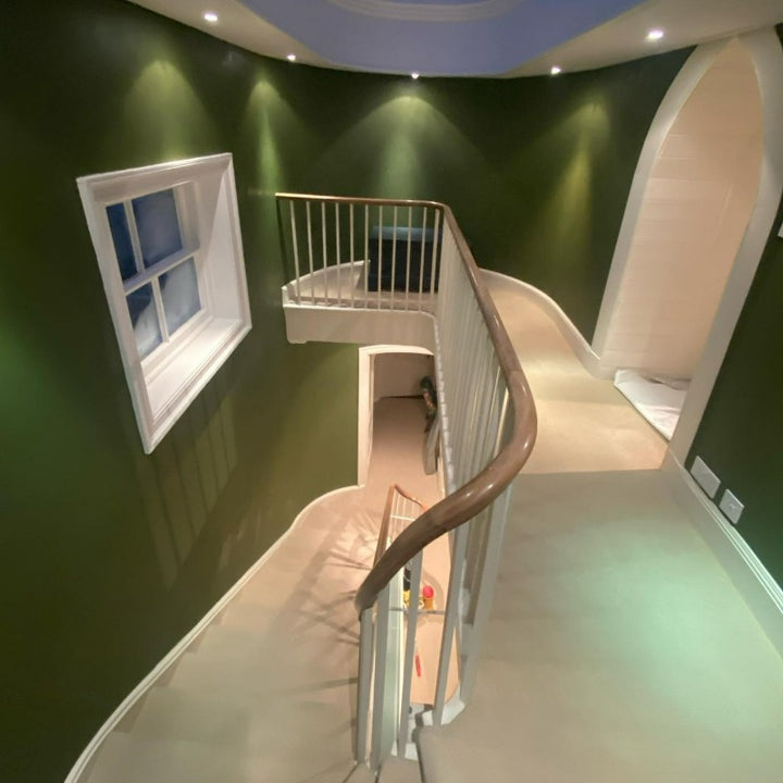 Little Greene Olive Colour No. 72 is a deep green paint colour. Olive Colour hallway paint colour. Buy Little Greene Olive Colour paint online.