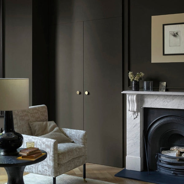 Charbone Paint And Paper Library Paint Colour No. 288. Brown living room paint colour.