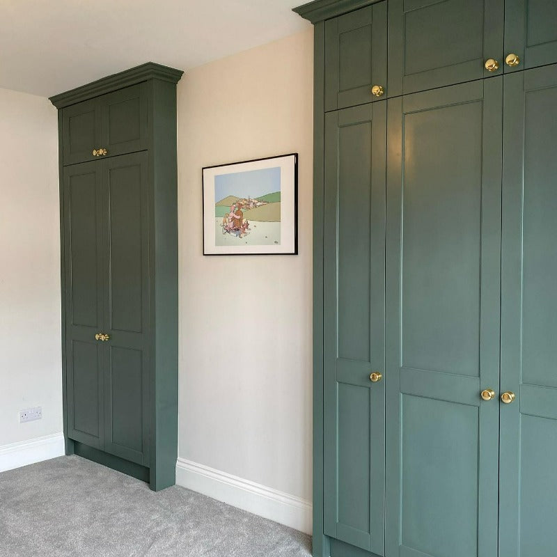 Little Greene Ambleside No. 304 is a dark green paint colour with a muted blue undertone. Wardrobe paint colour. Buy Little Greene paint online.