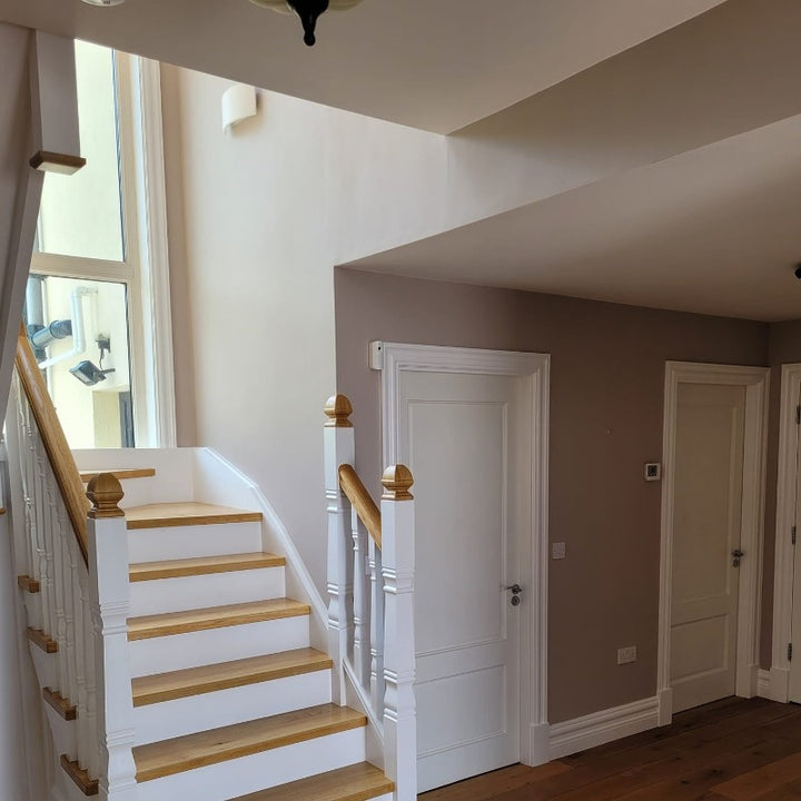 Little Greene China Clay Dark 178. Hallway paint colour. Buy Little Greene paint online.