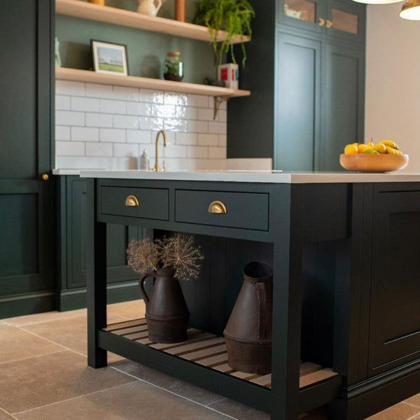 Little Greene Obsidian Green No. 216 is a dark green paint colour. Dark green kitchen cabinet paint colour. Buy Little Greene paint online.