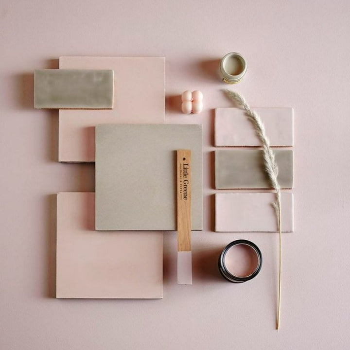 Little Greene Chemise No. 139 is a delicate pink paint colour. Pink bedroom paint colour. Buy Little Greene paint online.