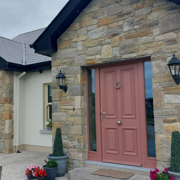 Designer Blush has a muddy mauve pink paint colour. Dusty pink front door paint colour. Buy Fleetwood paint online.