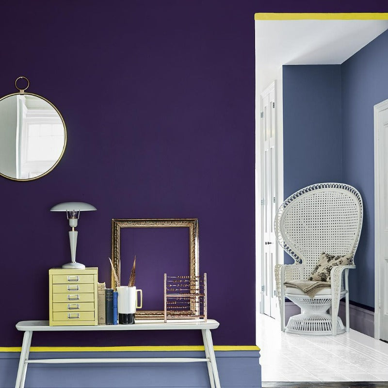 Little Greene Pale Lupin No. 278 is a beautiful blue paint colour with lavender undertones. Blue hallway paint colour. Buy Little Greene paint online.