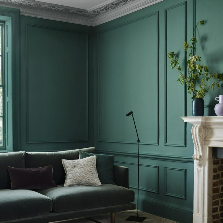 Iguana Paint And Paper Library Paint Colour No. 551. Green teal living room paint colour.