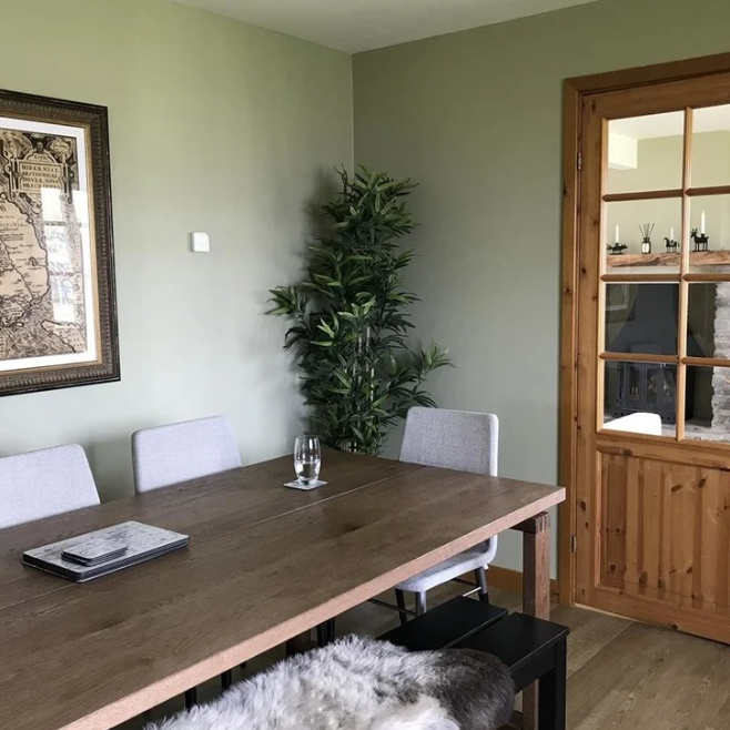 Ball Green Farrow and Ball dining room paint colour from Paint Online