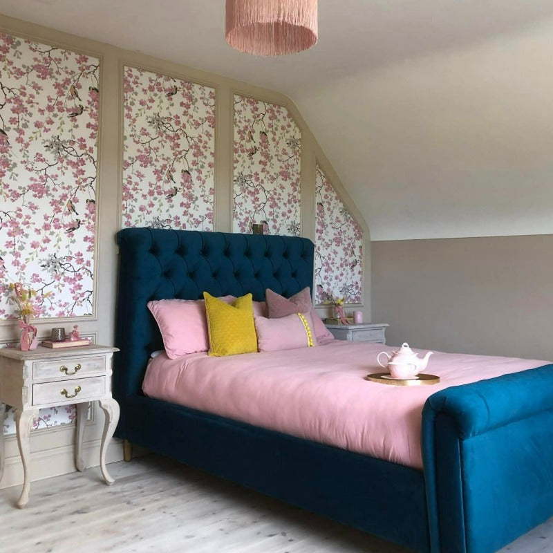 Little Greene Castell Pink No. 314 is a warm, neutral paint colour. Neutral bedroom paint colour. Buy Little Greene paint online.
