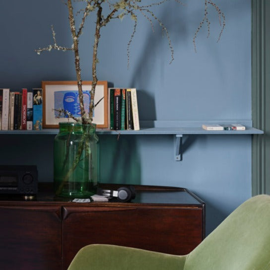 Selvedge No. 306 from Farrow & Ball is a new blue paint colour. Blue office paint colour.