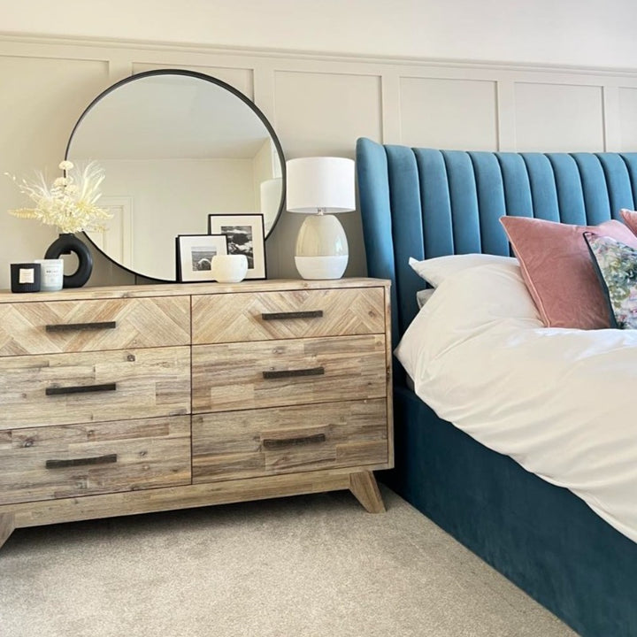 Slaked Lime Dark from Little Greene. Bedroom panelling paint colour. Buy Little Greene paint online.