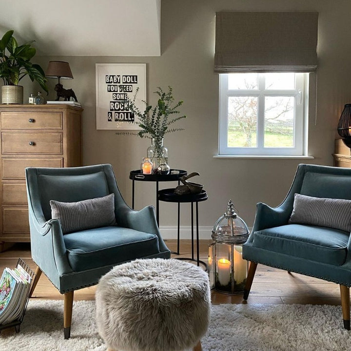 Slaked Lime Dark from Little Greene. Living room paint colour from Paint Online. 