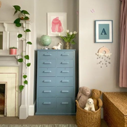 Selvedge No. 306 from Farrow & Ball blue furniture paint colour.