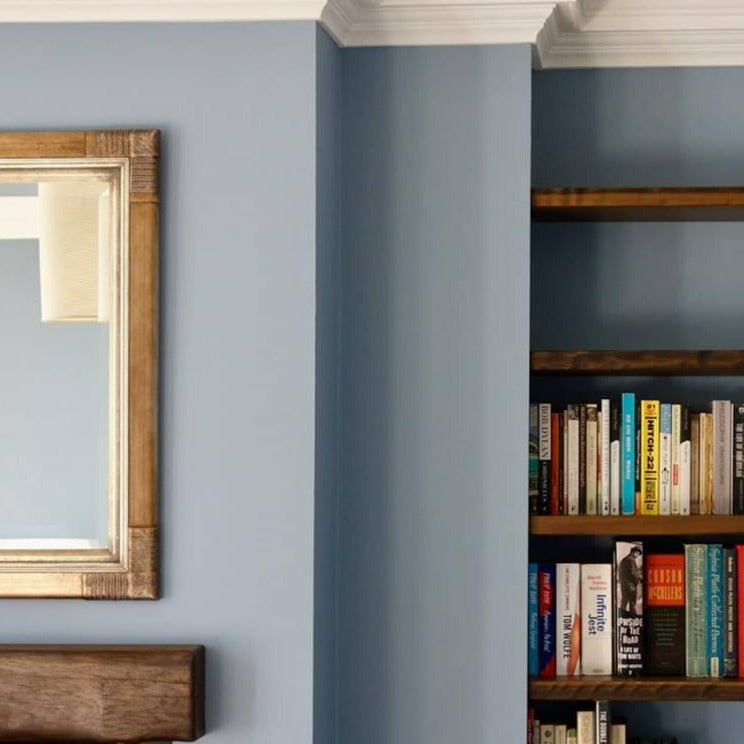 Little Greene Grey Stone No. 276 is a beautiful blue paint colour. Grey Stone 276 blue living room paint colour. Buy Little Greene paint online.
