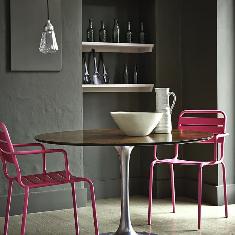 Little Greene Leather No. 191 is a hot pink paint colour. Pink chair paint colour. Buy Little Greene paint online.