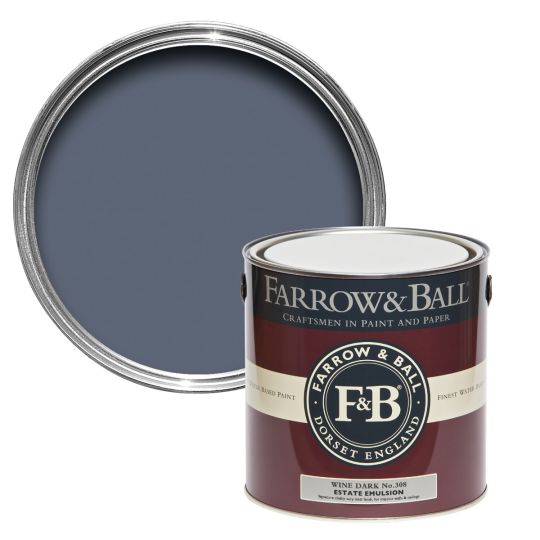 Wine Dark No. 308 from Farrow & Ball is a rich dark blue paint colour. Wine Dark 2.5L Estate Emulsion.