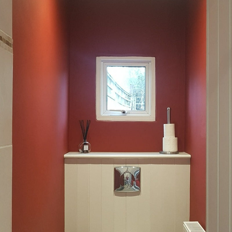 Little Greene Bronze Red No. 15 is a rich red paint colour. Bronze Red bathroom paint colour. Buy Little Greene paint online.