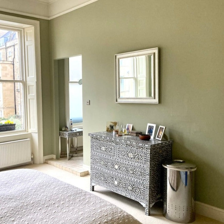 Ball Green Farrow and Ball bedroom paint colour from Paint Online