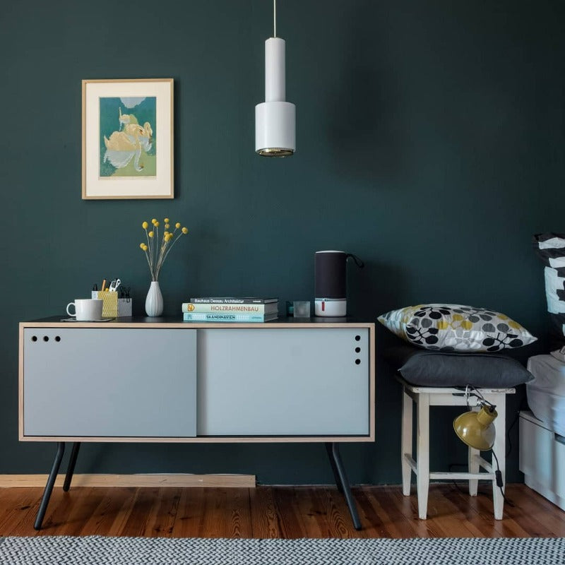 Little Greene Harley Green No. 312 is a beautiful deep green paint colour with a hint of blue giving it a teal appearance. Harley Green No. 312 living room paint colour. Order Little Greene paint online in Ireland.