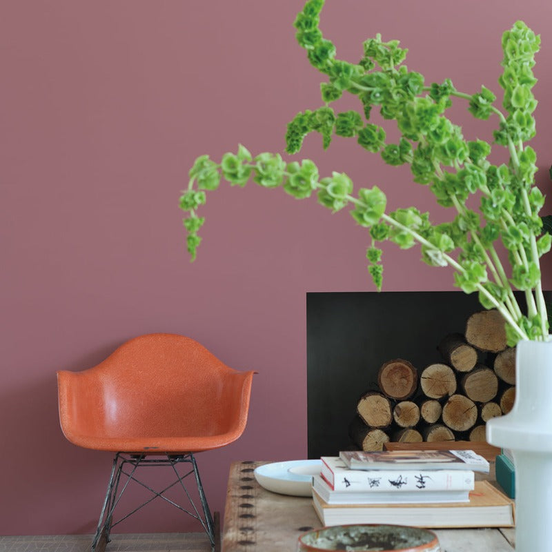 Crimson Red Farrow & Ball pink living room paint colour from Paint Online
