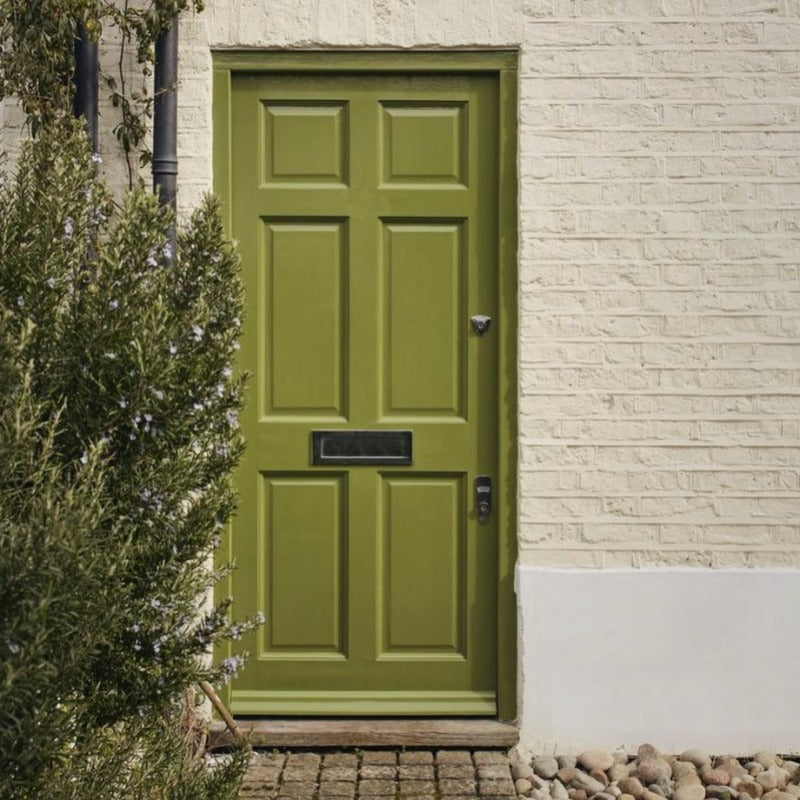 Sap Green Farrow & Ball front door paint colour in Exterior Eggshell from Paint Online