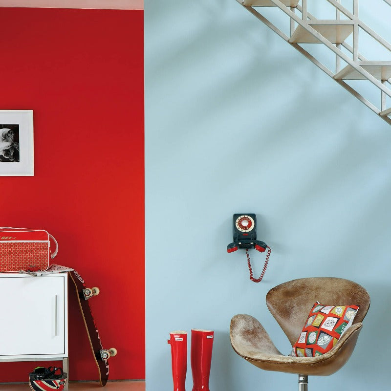 Little Greene Atomic Red No. 190 is a bright red paint colour. Red feature wall paint colour. Buy Little Greene paint online.