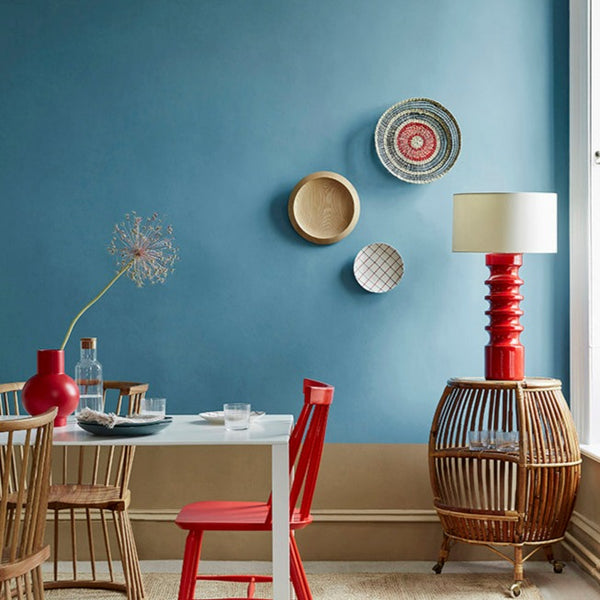 Little Greene Blue Verditer No. 104 is a beautiful blue paint colour. Blue dining room paint colour. Buy Little Greene paint online.