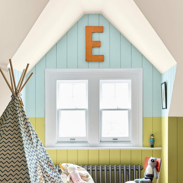 Little Greene Brighton No. 203 is a beautiful light blue paint colour. Light blue kids bedroom paint colour. Buy Little Greene paint online.