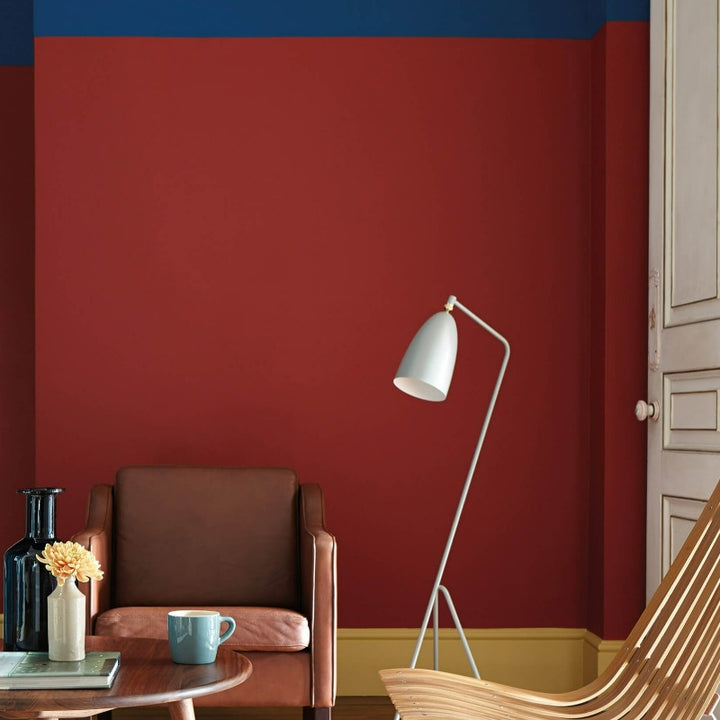 Little Greene Bronze Red No. 15 is a rich red paint colour. Bronze Red living room paint colour. Buy Little Greene paint online.