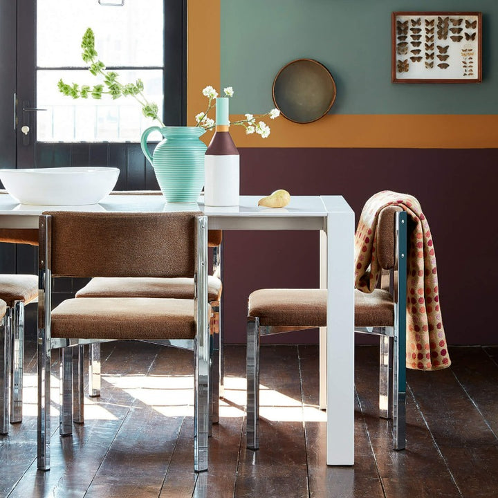 Little Greene Cordoba No. 277 is a rich red paint colour. Dark red purple dining room paint colour. Buy Little Greene paint online.