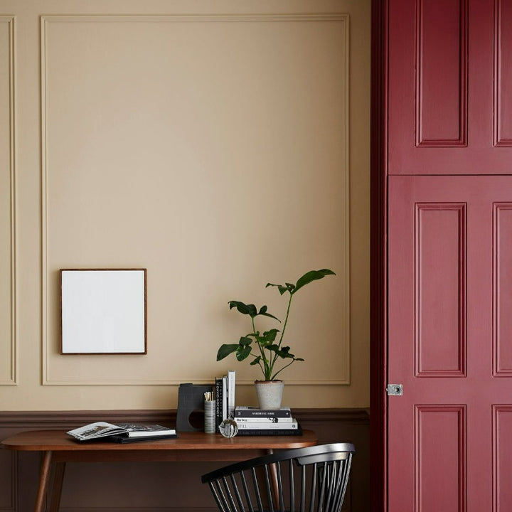 Little Greene Castell Pink No. 314 is a warm, neutral paint colour. Neutral hallway paint colour. Buy Little Greene paint online.