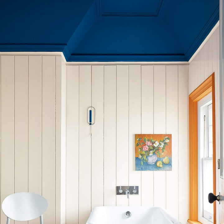 Little Greene Deep Space Blue No. 207 is a deep blue paint colour. Deep Space Blue ceiling paint colour. Buy Little Greene paint online.