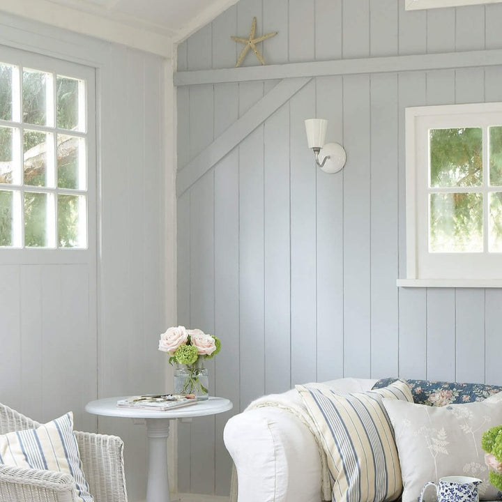 Little Greene Gauze No. 106 is a cool white paint colour with a green/grey undertone.  Order Little Greene paint online in Ireland.