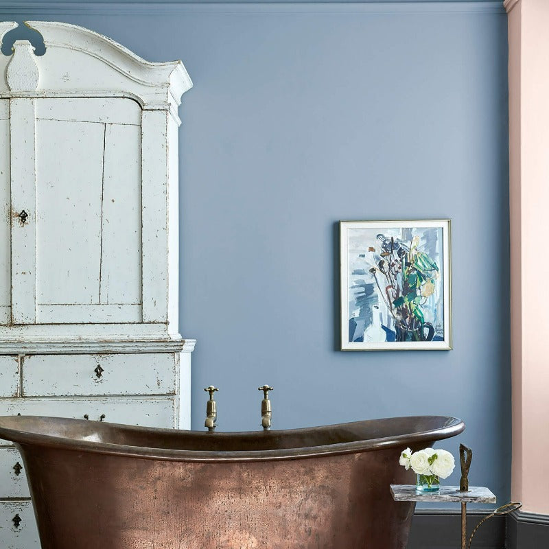 Little Greene Grey Stone No. 276 is a beautiful blue paint colour. Grey Stone 276 blue bathroom paint colour. Buy Little Greene paint online.