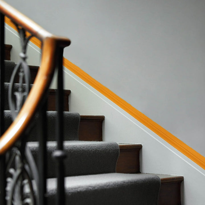 Little Greene Marigold No. 209 is a bright orange paint colour. Orange skirting detail. Buy Little Greene Marigold paint online.