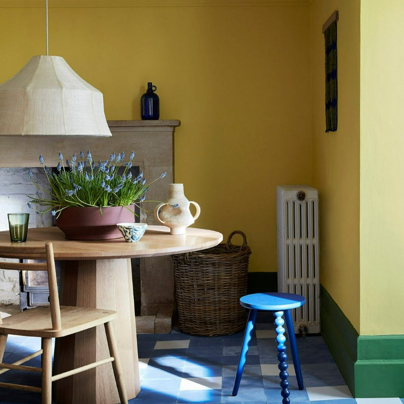 Little Greene Indian Yellow No. 335 is a a beautiful warm yellow paint colour. Buy Little Greene Indian Yellow 335 dining room paint online.