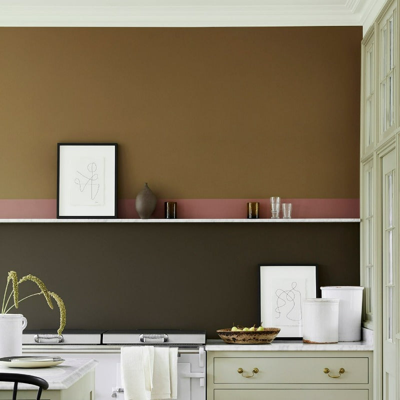 Little Greene Light Bronze Green No. 123 is a deep warm paint colour which combines brown and green to resemble bronze. Order Light Bronze Green No. 123 Little Greene paint online in Ireland.
