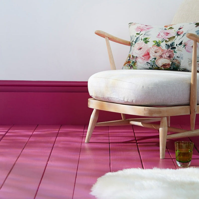 Little Greene Mischief 13 is a hot pink paint colour. Mischief pink floor paint. Buy Little Greene paint online.