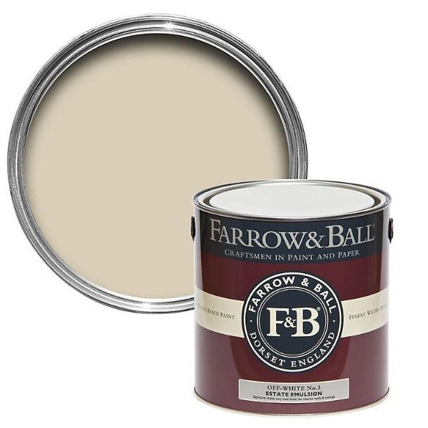Off White No. 3 - Farrow & Ball Paint Colour - 2.5L Estate Emulsion - Paint Online Ireland