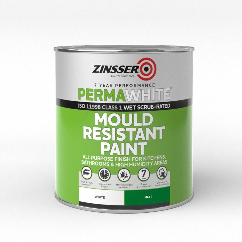 1 Litre Zinsser Perma-White Mould Resistant Paint - Matt White
